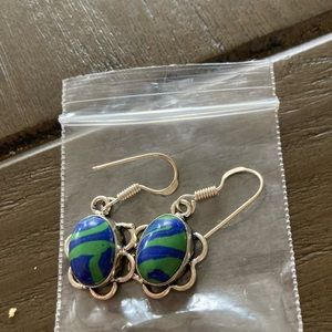 SS handmade blue green earrings